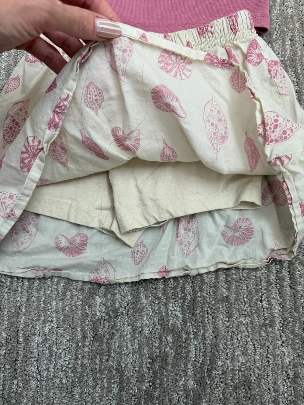 Carter's Pink Tank Top and Cream Shell-Print Skirt Set